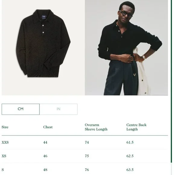 Drakes - Black Merino Wool Knitted Polo - Size M - Picture 11 of 11